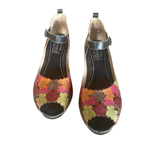 L'ARTISTE Spring Step Avnia Size 42 Multicolor Leather Autumn Leaves Sandals NEW - Picture 10 of 10